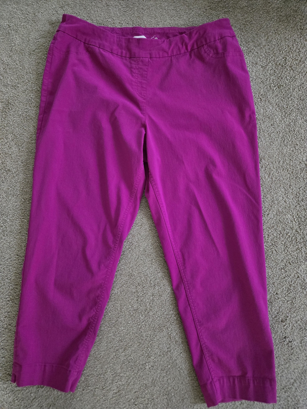 Soft Surroundings Fuchsia Cropped Pull-On Pants Back Pockets PXL Tummy Control